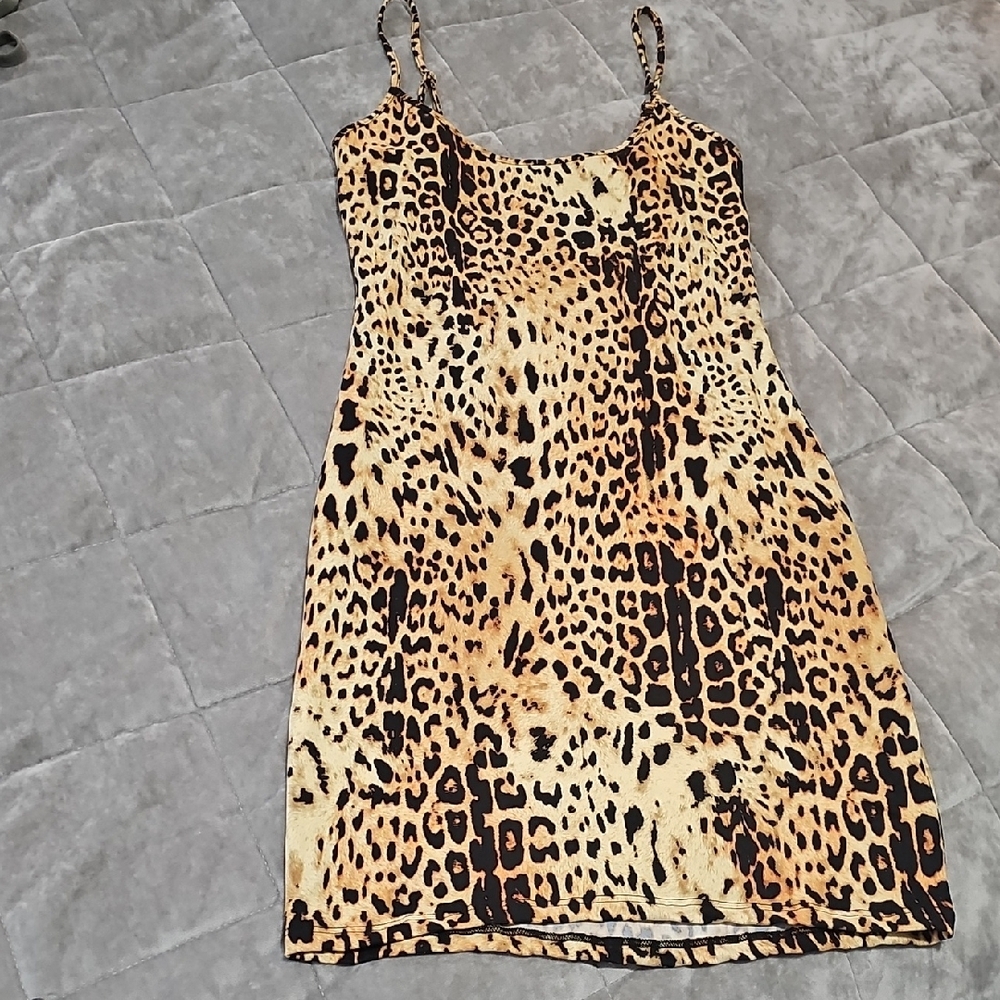 Bear Dance Tan and Brown Slip Mini Dress